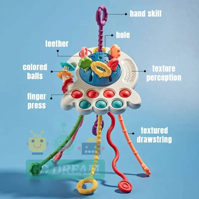 A collection of baby toys designed to enhance sensory development in infants and toddlers.