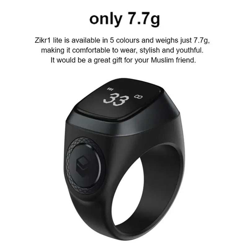Bluetooth Tasbih with Smart Tracking for real-time dhikr recitations and smartphone sync, combining elegance and durability.