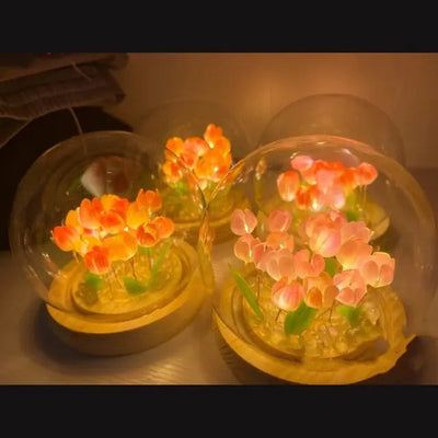 Elegant tulip night light casting a soft glow, perfect for adding ambiance and charm to any room.