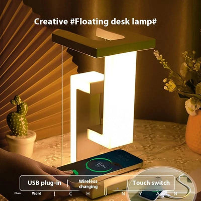 Elegant wireless charging geometric stereo that enhances room aesthetics with a floating design.