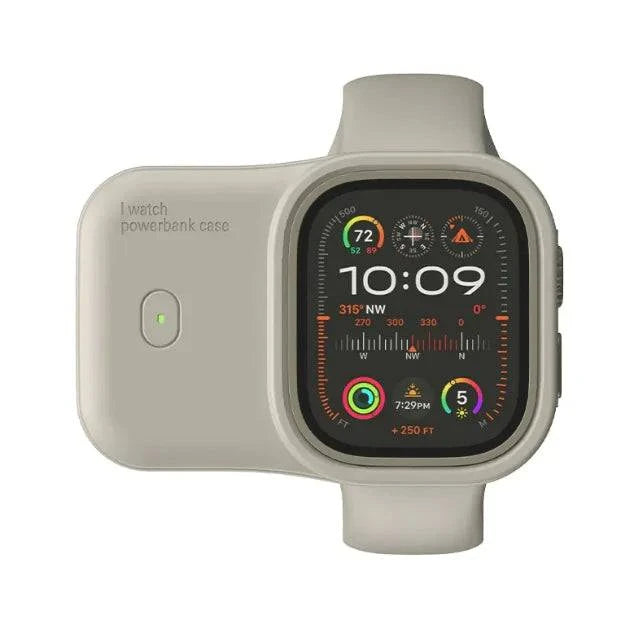 Ultra-portable charger with 1200mAh battery, wireless charging for Apple Watch, and durable silicone protection.