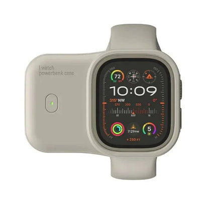 Ultra-portable charger with 1200mAh battery, wireless charging for Apple Watch, and durable silicone protection.