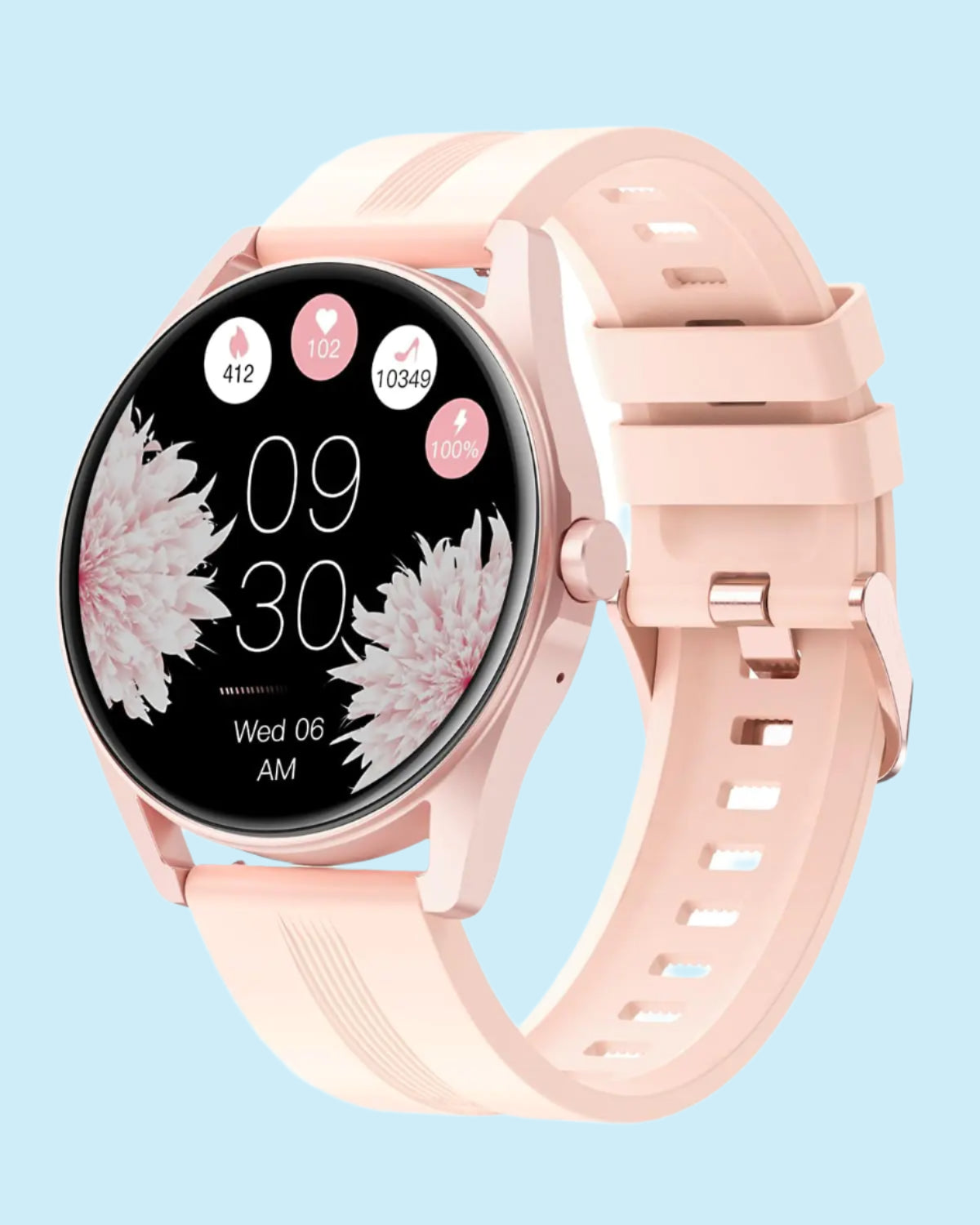 SmartFit Round Smart Watch for Men & Women - Answer Calls, Heart Rate Monitor, Waterproof, Fitness Tracker, Compatible with iPhone & Android, Stylish Pink.