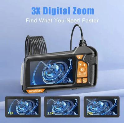 Handheld endoscope for inspections, featuring single lens and screen, ideal for mechanics and technicians.