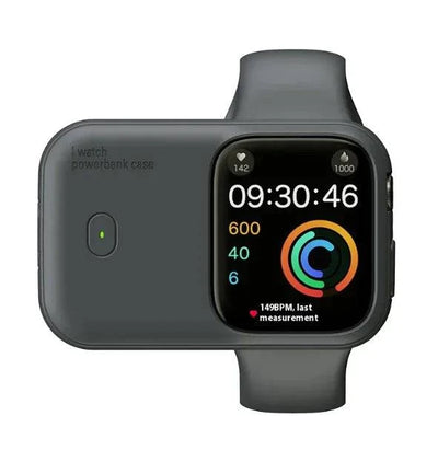 Ultra-portable charger with 1200mAh battery, wireless charging for Apple Watch, and durable silicone protection.