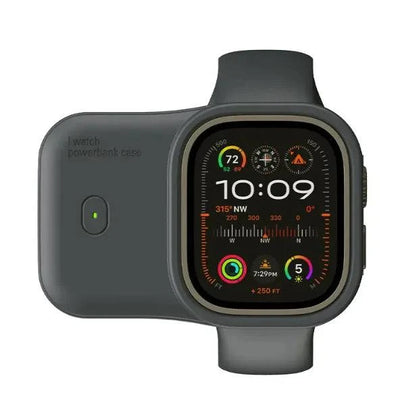 Ultra-portable charger with 1200mAh battery, wireless charging for Apple Watch, and durable silicone protection.